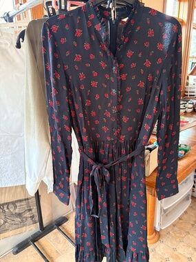 Brooks Brothers English Rose Navy Red Dress